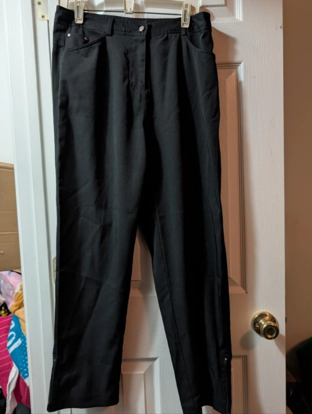 Selene Sport Black Straight Leg Career Pants Women's Size 10 - Picture 2 of 11